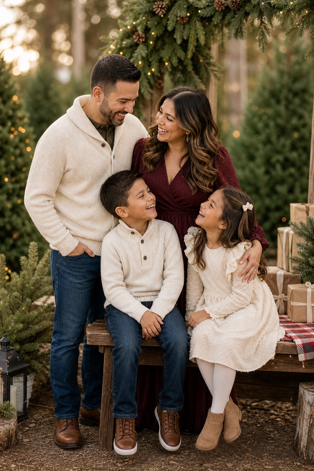 Outdoor Christmas family mini-session portrait with fully clothed parents and children by Big Rich Visuals